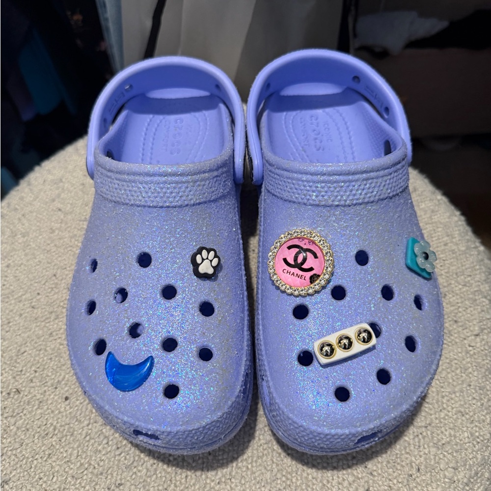 Crocs Glitter Platform Clogs - Blue - image 1